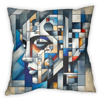 Volto Cubista in Geometrie Astratte - Stampe su Tela