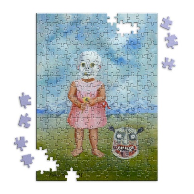 Girl with Death Mask (Niña con máscara de calavera) - Canvas Prints