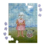 Girl with Death Mask (Niña con máscara de calavera) - Canvas Prints