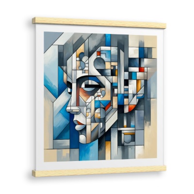 Volto Cubista in Geometrie Astratte - Stampe su Tela