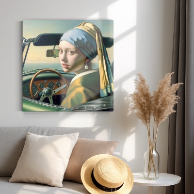 Ragazza con l'Orecchino di Perla al Volante - Stampe su Tela