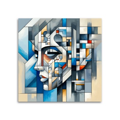 Volto Cubista in Geometrie Astratte - Stampe su Tela