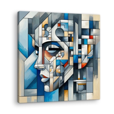 Volto Cubista in Geometrie Astratte - Stampe su Tela